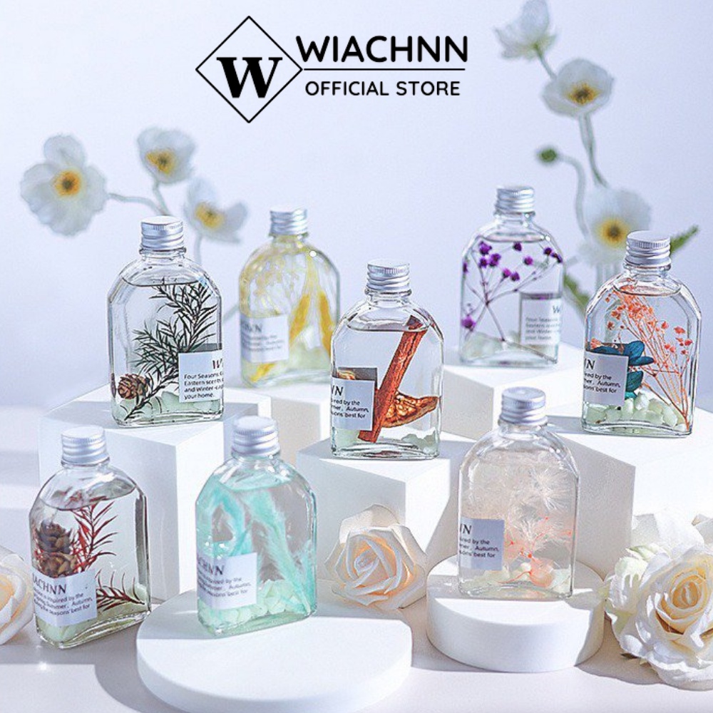 Tinh Dầu Thơm Phòng Que Gỗ Phát Sáng Ban Đêm WIACHNN, Lọ Khuếch Tán Xông Phòng, Khử Mùi Không Khí 100ml