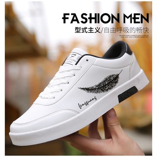 Giày thể thao GTT105 - Trắng Lá Đen - Cá Tính - Da (Mẫu mới-Đẹp-Có hộp-Hàng cao cấp-Nam Nữ-Giá rẻ-Trợ giá ship)