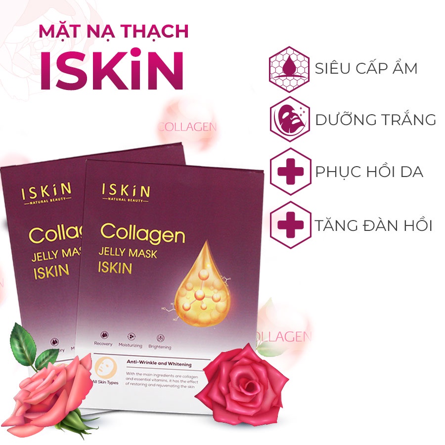 Mặt nạ thạch ISKIN Collagen Jelly Mask- Mặt nạ dưỡng trắng da và trẻ hóa da| Tinh chất pha lê dưỡng trắng sáng da