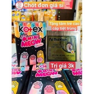 Băng vệ sinh Kotex mini meow Siêu Mềm Siêu Mỏng Cánh Min tặng tăm tre