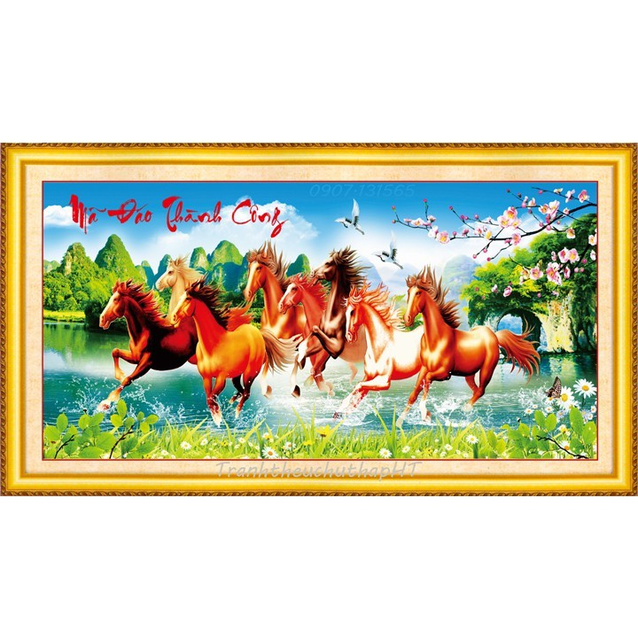 Tranh đính đá Mã đáo thành công 96*50cm VS015 - tự đính