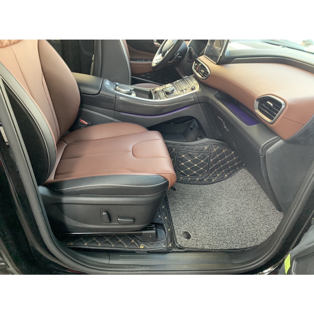Thảm lót sàn ô tô 6D Hyundai Santafe 2021-2022 chống nước, không mùi, phủ kín 90% sàn xe