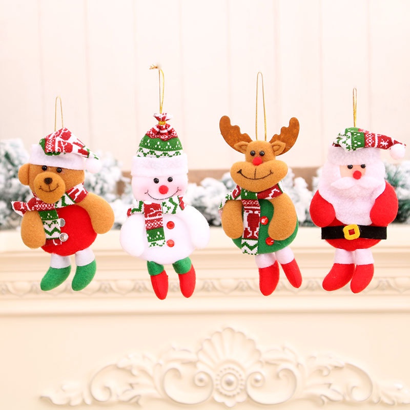 Búp Bê Nhồi Bông Hình Ông Già Noel / Người Tuyết / Tuần Lộc Nhỏ Xinh Trang Trí Cây Thông Giáng Sinh