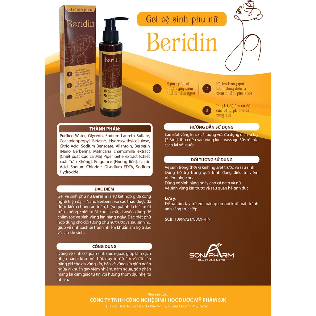 (Có Che Tên) Gel Dung Dịch Vệ Sinh Phụ Nữ Beridin Giúp Bảo Vệ, Ngăn Ngừa Vi Khuẩn