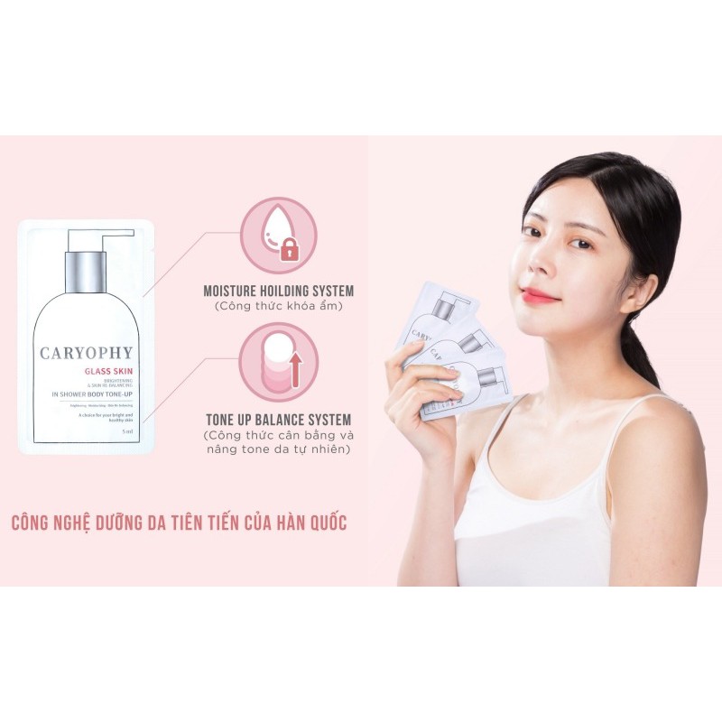 Kem dưỡng trắng toàn thân body caryophy Glass Skin In Shower Body Tone Up Caryophy bật tone an toàn trắng nhanh  - 5ml | BigBuy360 - bigbuy360.vn