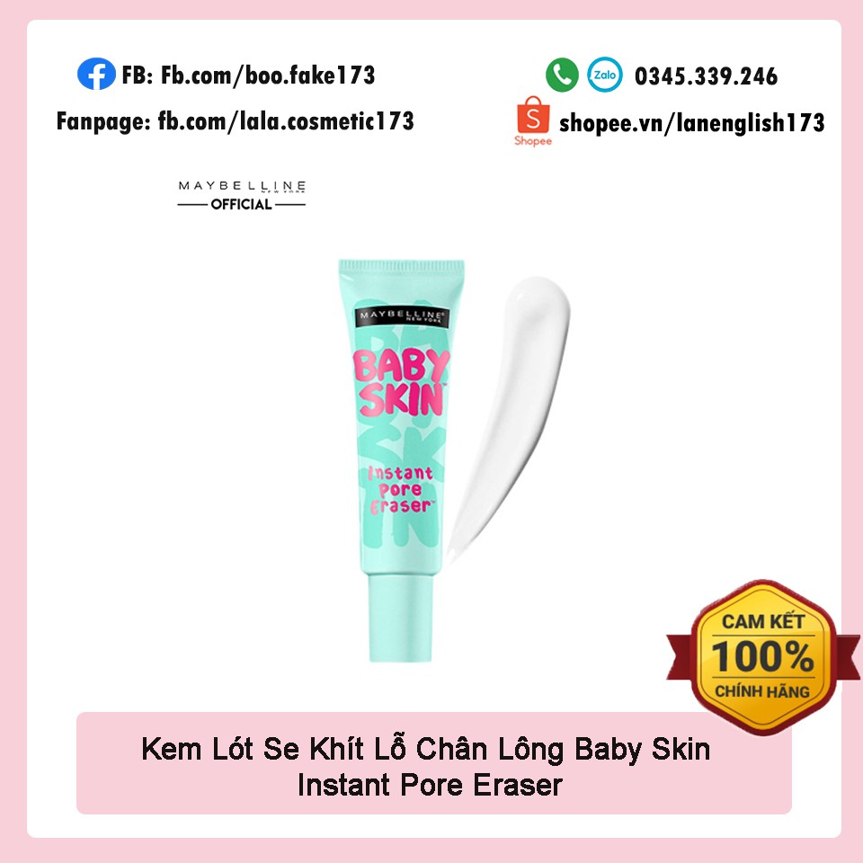 Kem Lót Che Khuyết Điểm, Se Khít Lỗ Chân Lông Baby Skin Instant Pore Eraser