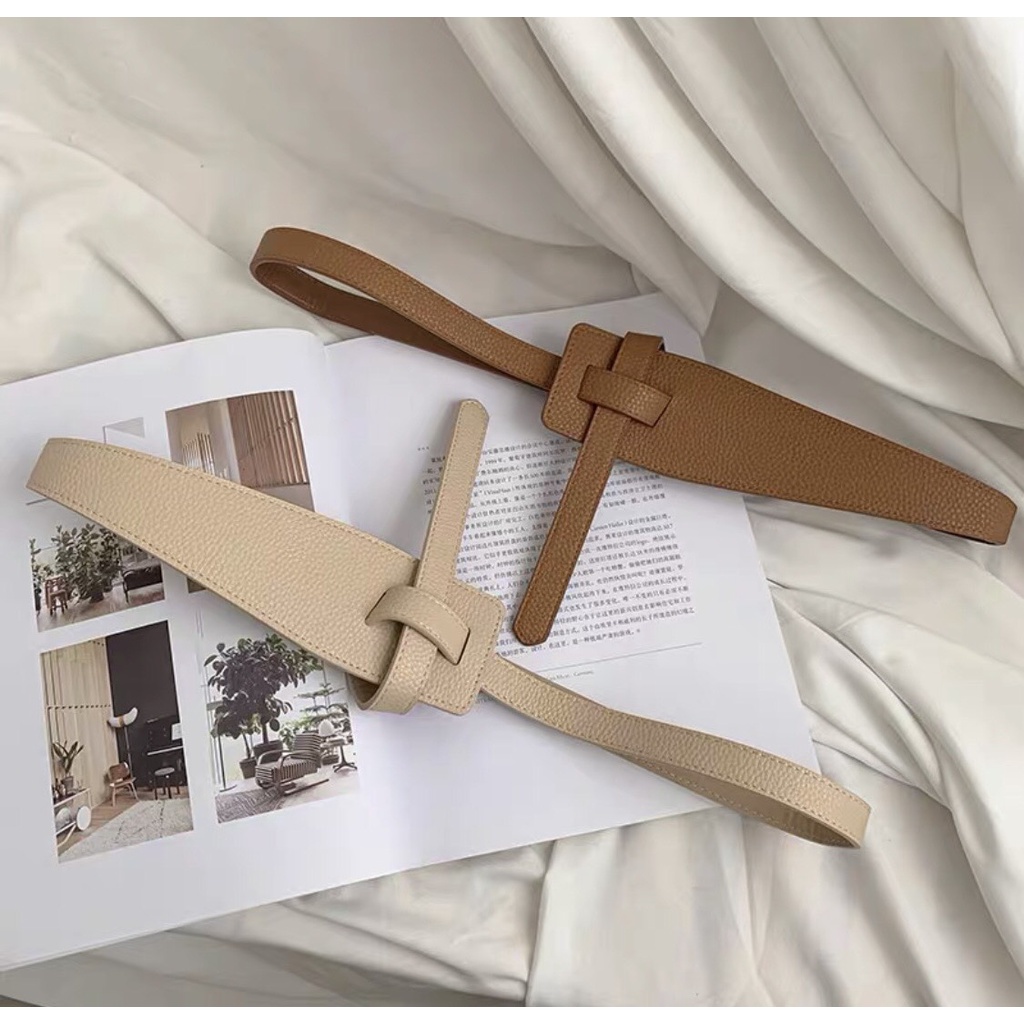 Đai váy thắt lưng da thắt nút bản to nhiều màu