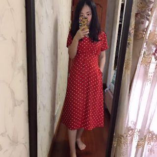 Váy cho con bú ti - TKVX003 - đỏ chấm bi (kèm ảnh thật)
