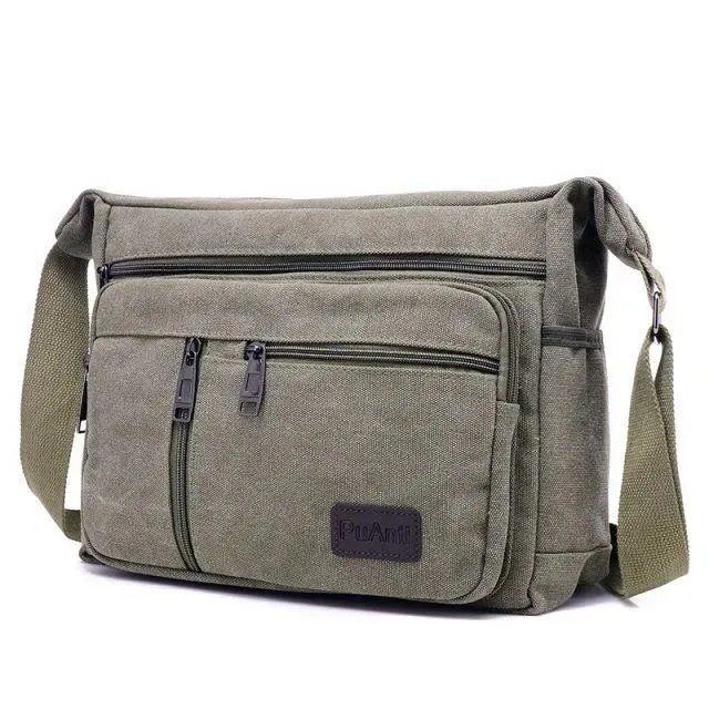 Man's briefcaseCanvas Backpack men's single shoulder waterproof messenger bBa Lô Vải Túi Đeo Vai Chống Thấm Nước Cho Nam | BigBuy360 - bigbuy360.vn