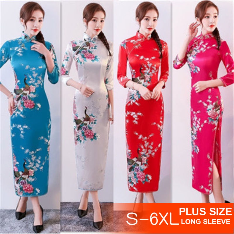 Đầm Sườn Xám Trung Hoa Tay Lửng Plus size S-6XL 0014