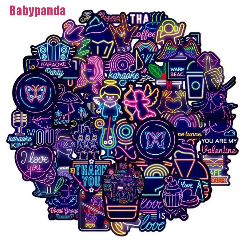 Bộ 50 Miếng Dán Chống Thấm Nước Phát Sáng Cho Laptop / Ván Trượt / Ván Trượt