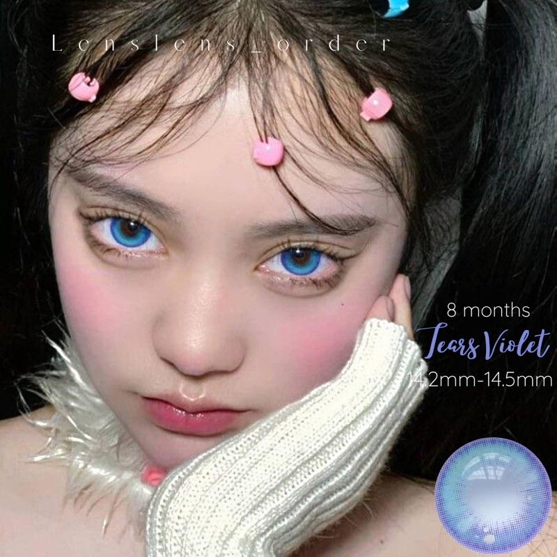 Lens Mắt Kính Áp Tròng Tears Violet Hiệu Ứng Mắt Ướt Đủ Độ Cận [Vui Lòng Đặt 2 Chiếc]