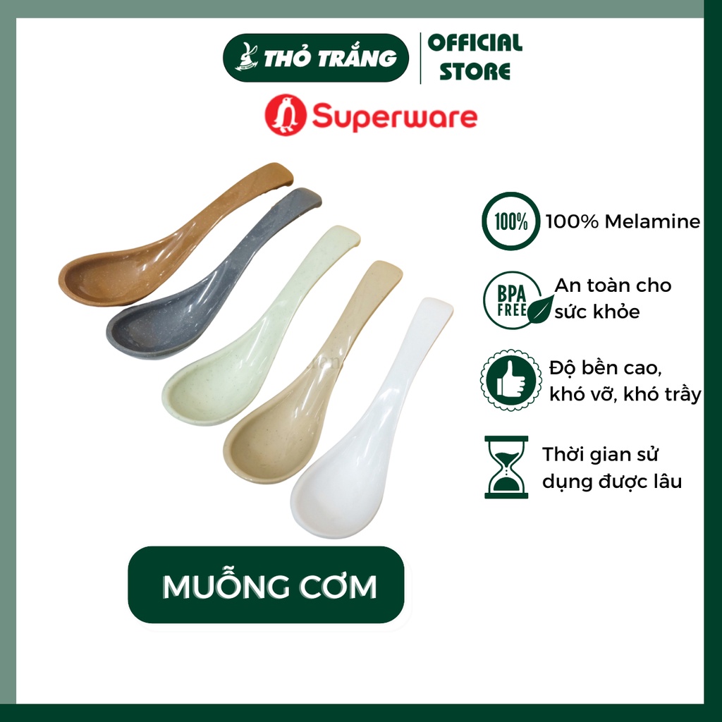 Muỗng cơm, muỗng canh nhựa melamine Superware Thái Lan nhiều màu, nhiều size