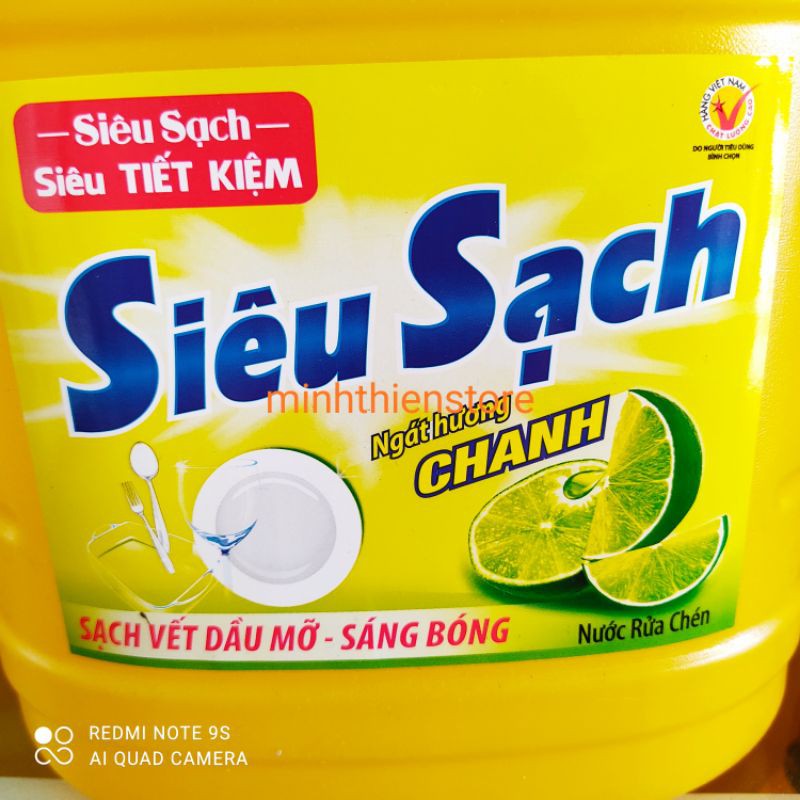 Nước rửa chén Lix siêu sạch siêu tiết kiệm ngát hương chanh can 3.8 kg