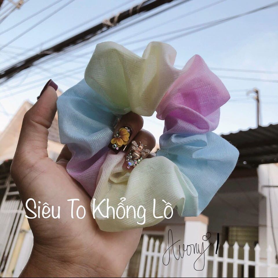 Cột tóc Scrunchie - Cột màu cầu vòng- vải loang