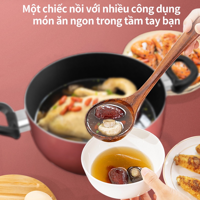 INSSA Nồi hầm nấu canh chống dính, dung tích lớn 5L, dùng được cho các loại bếp ga, từ, dùng cho gia đình