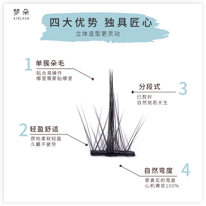 Little Red Book Influencer Hot-Pushing Little Devil Segmented Lông Mi Giả Ba Chiều Dày Mềm Mại Bán Sỉ