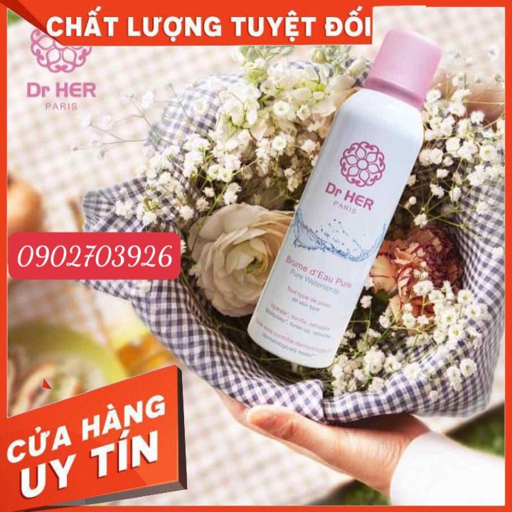 XỊT KHOÁNG DR.HER - PARIS 150ml -CUNG CẤP ĐỌ ẨM TỨC THÌ--tươi mát sảng khoái  se khít chân lô