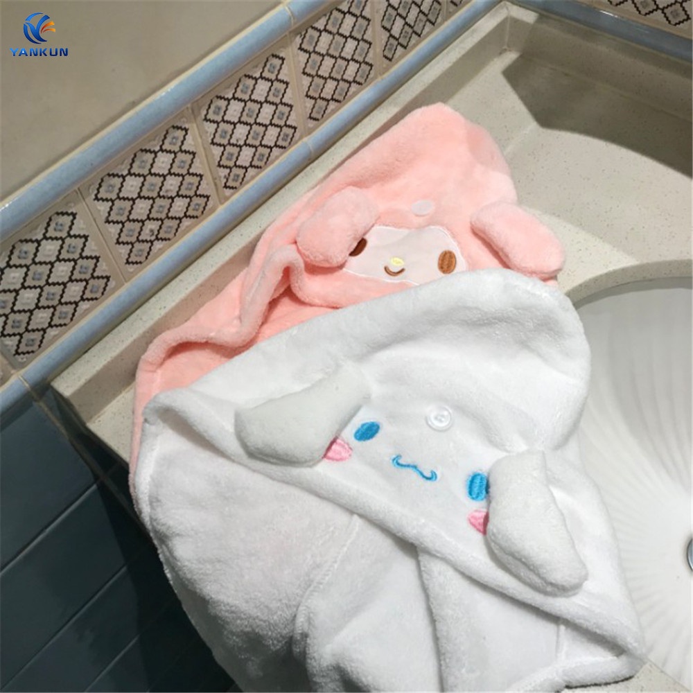 Mũ Trùm Đầu Làm Khô Tóc Nhanh Chóng Hình Tai Thỏ Dễ Thương Cho Bé