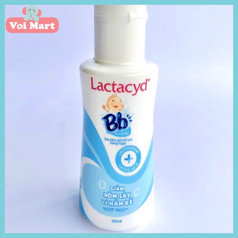 💦FLASH SALE💦 SỮA TẮM GỘI CHO BÉ LACTACYD BB GIẢM RÔM SẢY, HĂM TÃ DUNG TÍCH 60ML