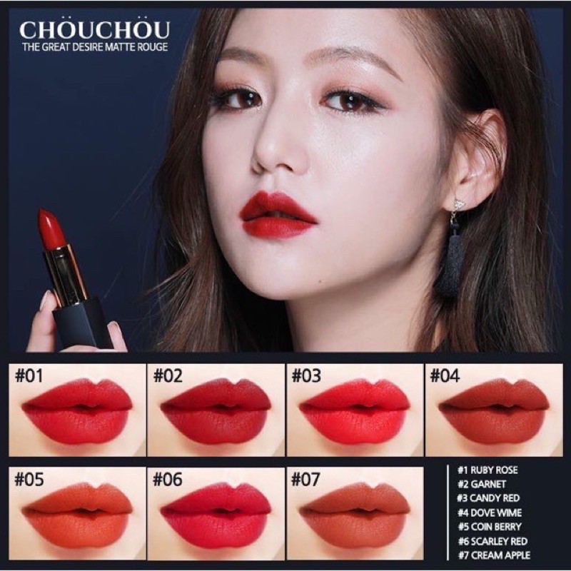 ( CHÍNH HÃNG ) ❤️HOT❤️ Son Thỏi Chou Chou Bản Vuông Hàn Quốc The Great Desire Matte Rouge | BigBuy360 - bigbuy360.vn