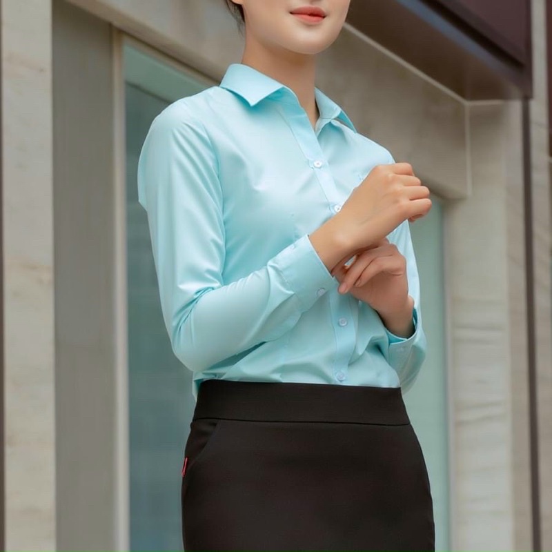 sơ mi thái hoà xanh ngọc trơn 047-04