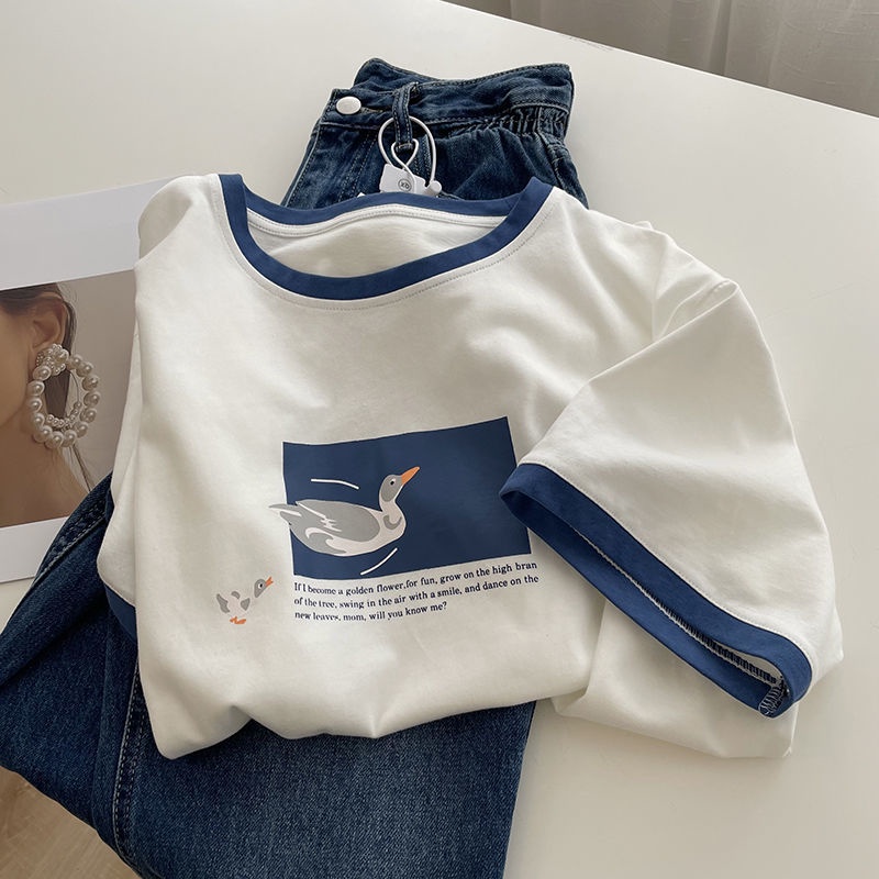 Áo Thun Tay Ngắn In Hình Sáng Tạo Phong Cách Hàn Quốc Mới