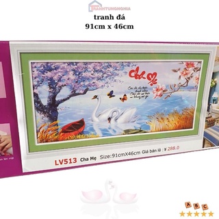 Tranh đính đá cha mẹ 91cm x 46cm