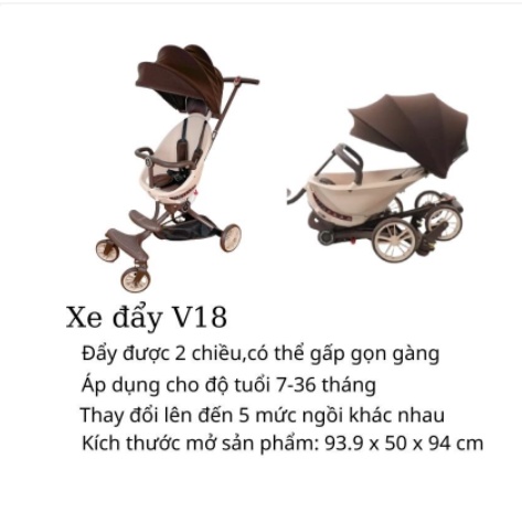 Xe Đẩy 2 Chiều Gấp Gọn CAO CẤP Cho Bé Baobaohao V5/V8/V18 - Hàng Chính Hãng - BẢO HÀNH 12 THÁNG
