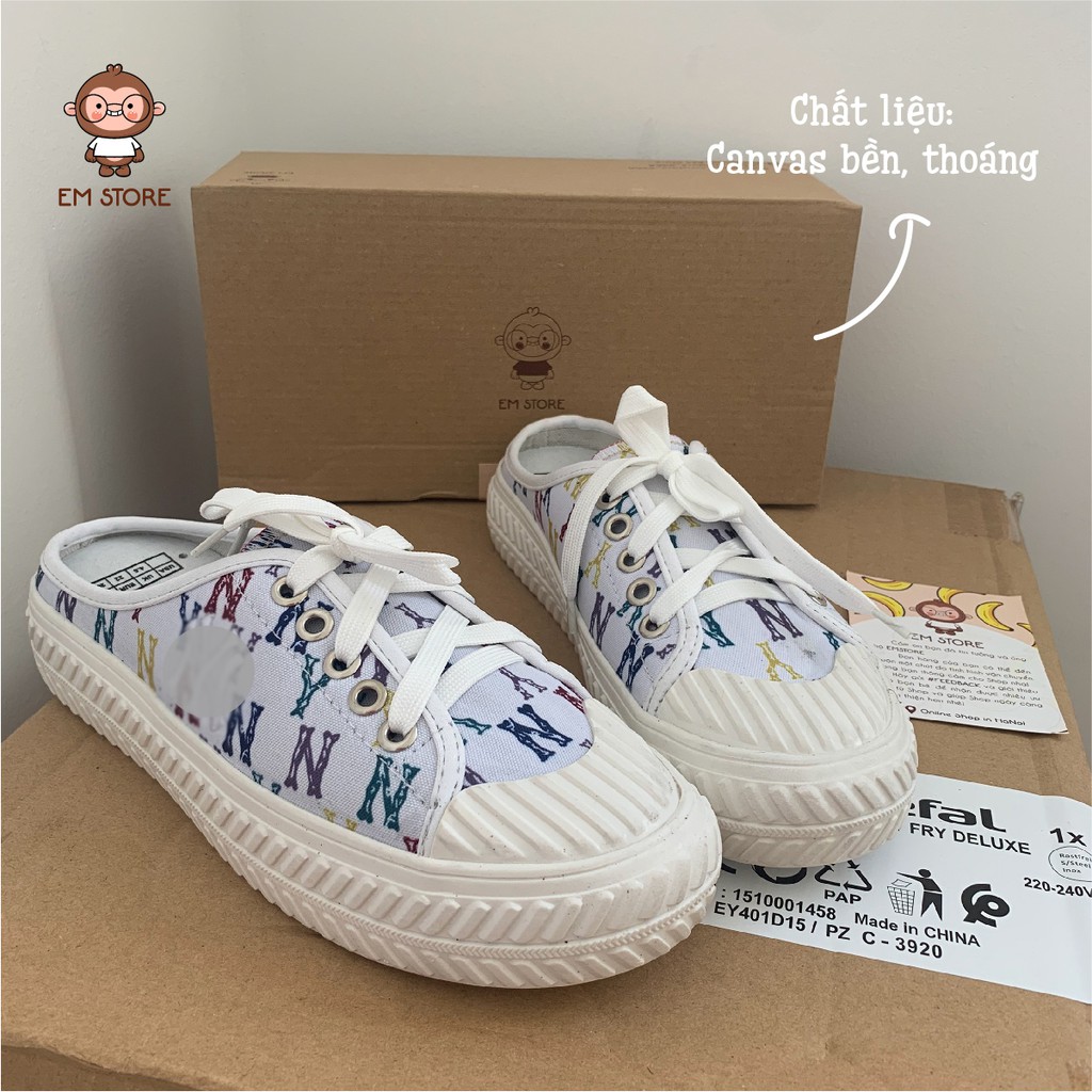 GIÀY SNEAKER EM HOME NỮ HỞ GÓT NHIỀU MÀU NY CÁ TÍNH IN CHỮ THÂN GIÀY THOÁNG MÁT DỄ PHỐI ĐỒ ĐI HỌC ĐI CHƠI