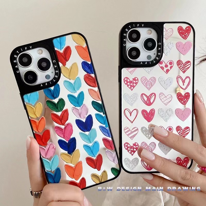 Ốp Điện Thoại Acrylic Cứng Tráng Gương Hình Trái Tim Chống Sốc Cho iPhone 13 12 11 Pro MAX XR IX XS MAX 7 8 Plus