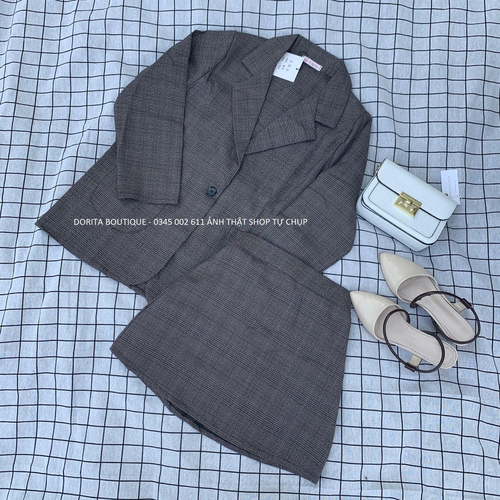 [Ảnh thật/Video] Set vest/ áo Blazer kèm chân váy kẻ - Set blazer nữ, Giá Sỉ | BigBuy360 - bigbuy360.vn