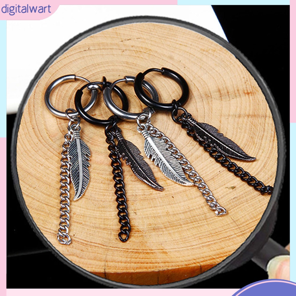 1 Khuyên Tai Tròn Dạng Mắc Xích Dài Bằng Thép Không Gỉ Thời Trang Cho Nam