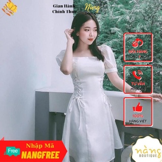 Váy Nữ Đẹp 💖FREESHIP💖 Đầm Dạo Phố Tay phồng Đan eo [Mẫu Mới 2021]