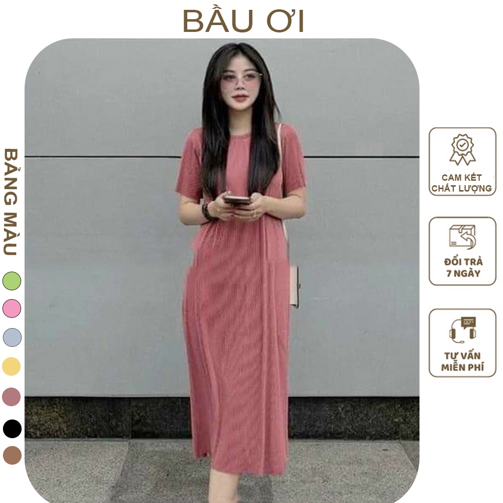 [BAUOII V52] VÁY BẦU THỜI TRANG - ĐẦM BẦU CÔNG SỞ DÁNG SUÔNG CHẤT THUN TĂM NHIỀU MÀU CỰC XINH