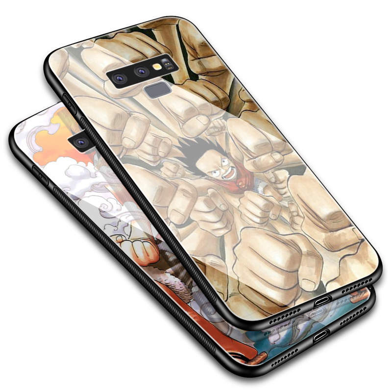 Ốp Điện Thoại Kính Cường Lực Viền Dẻo Họa Tiết Hoạt Hình One Piece Luffy Cho Samsung Galaxy S7 Edge S8 S9 S10 S20 Plus Vc86