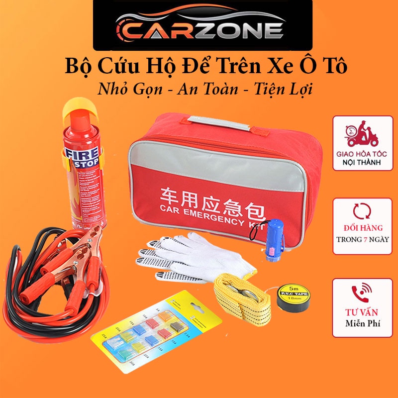 Bộ Cứu Hộ Ô Tô 8 Món Chuyên Dụng Đầy Đủ Phụ Kiện Bảo Hộ - Nhỏ Gọn An Toàn Tiện Lợi CARZONE.TOP