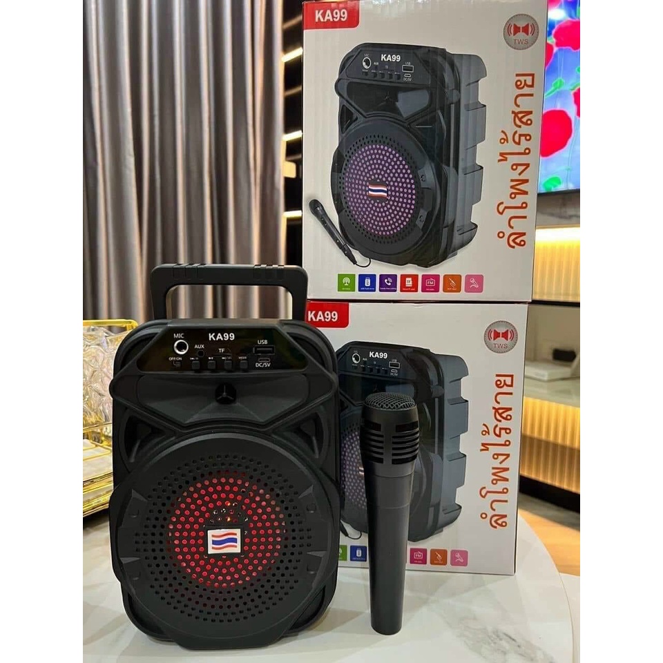 Loa karaoke Bluetooth KA99 Nhập Thái Lan - Tặng 2 Mic Hát Song Ca, Loa  Karraoke không dây  - Thẻ Nhớ USB Đài FM