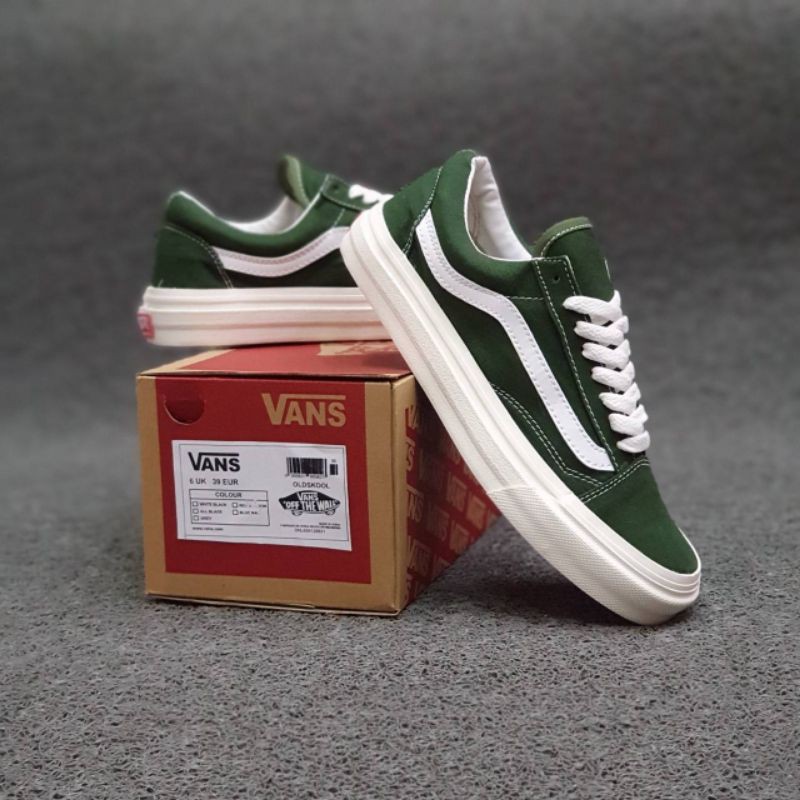 Giày Thể Thao Vans Old Skool Og Màu Trắng Xanh Lá Chất Lượng Cao