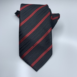 Cà vạt nam 8cm trung niên đen kẻ đỏ Giangpkc36