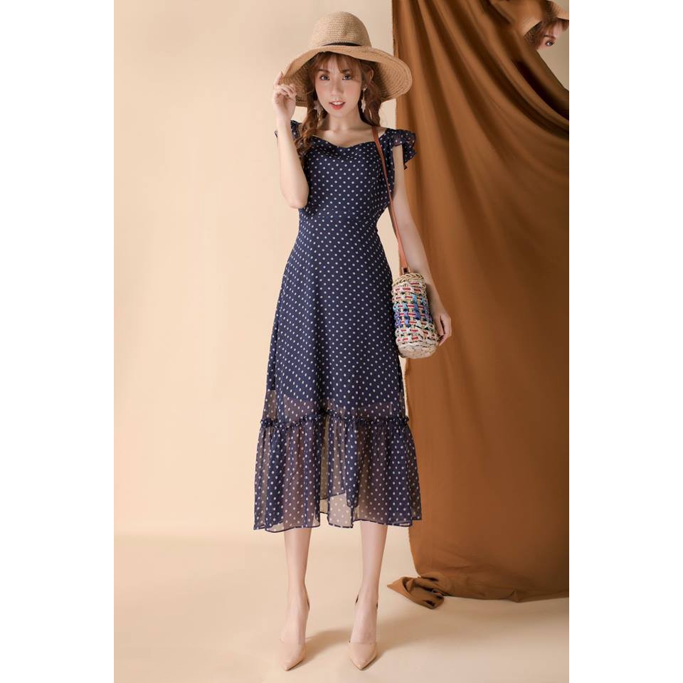 Đầm Maxi Chấm Bi Đuôi Cá