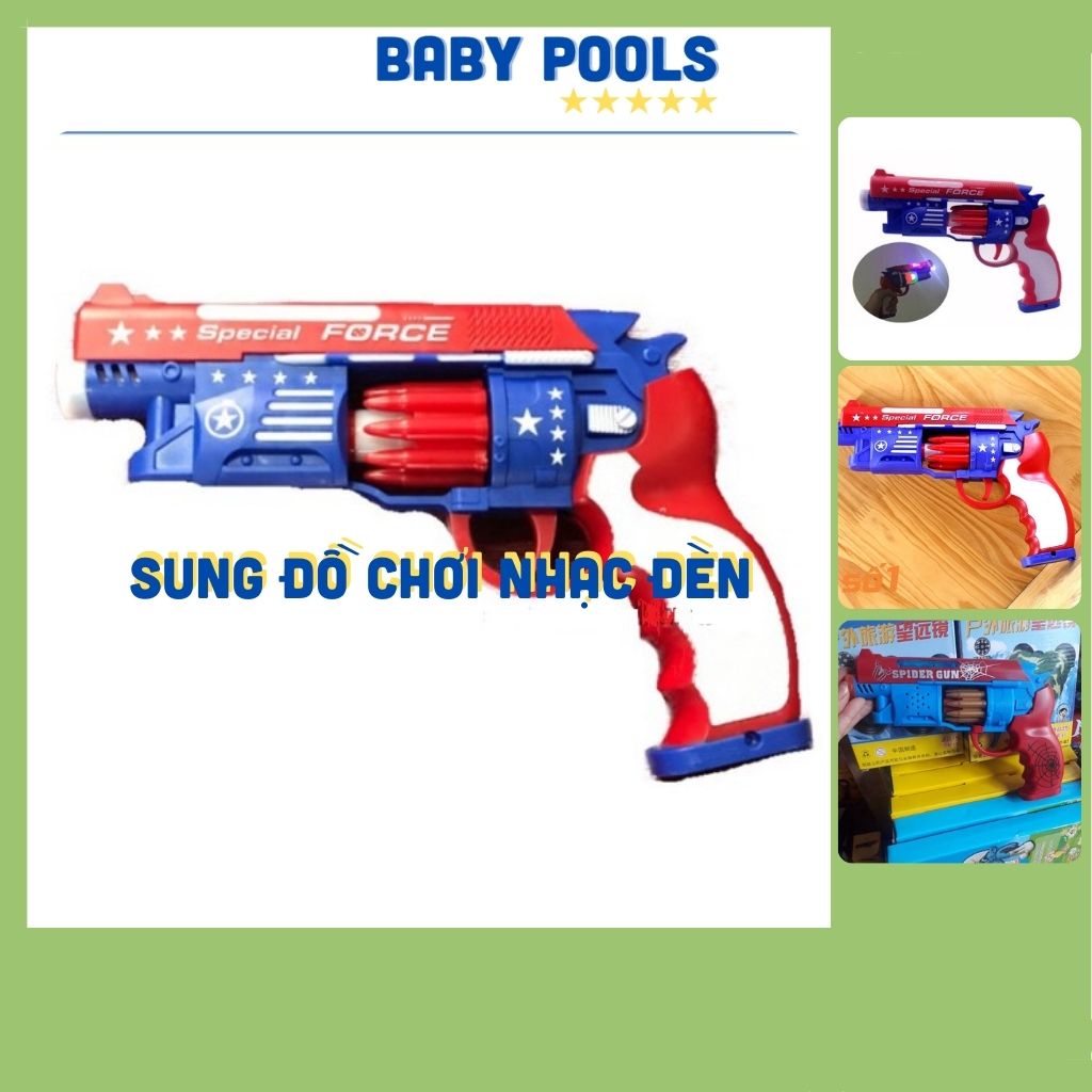 Súng đồ chơi chạy pin có đèn và nhạc - Đồ chơi SÚNG DÙNG PIN cho trẻ em.