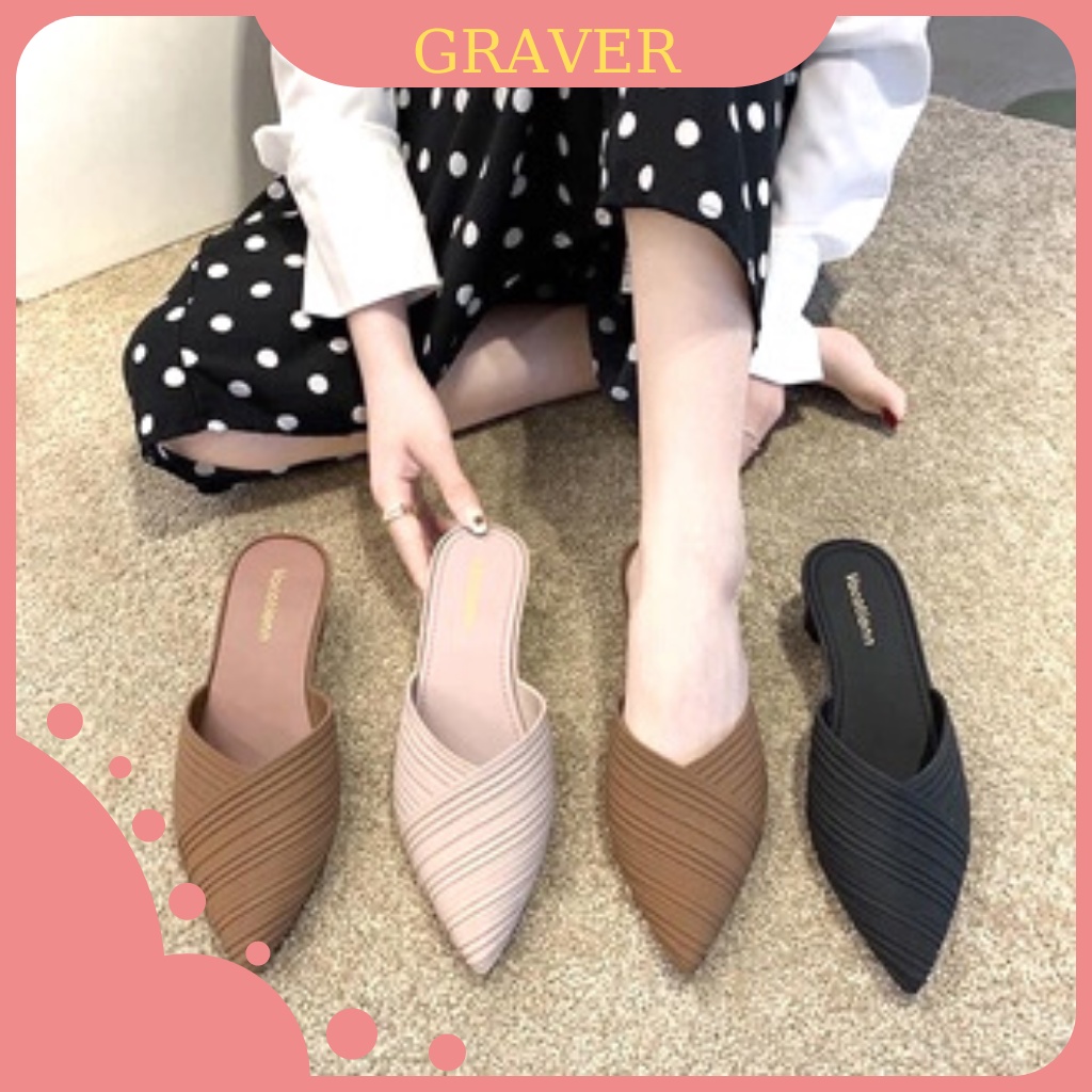 Dép nữ, dép sục nhựa cao su đan chéo cao cấp gót 3 phân sẵn 3 màu đủ size 36-39