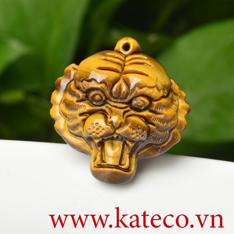 MDMH06 Mặt Dây Đá Mắt Hổ Hình Đầu Hổ