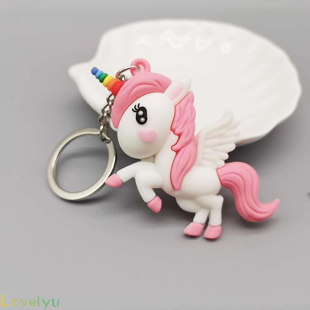 Móc khóa 3D hình Unicorn cầu vồng thích hợp làm quà tặng