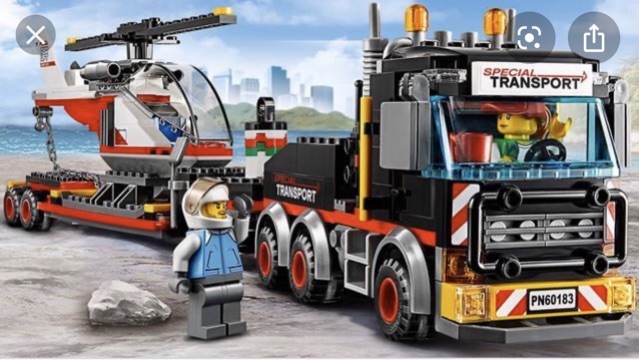 Lego City Urban lắp ráp xe ô tô bán tải chở máy bay trực thăng