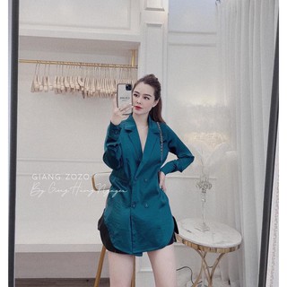 Áo sơ mi cổ vest dáng dài lụa hàn MSHY1