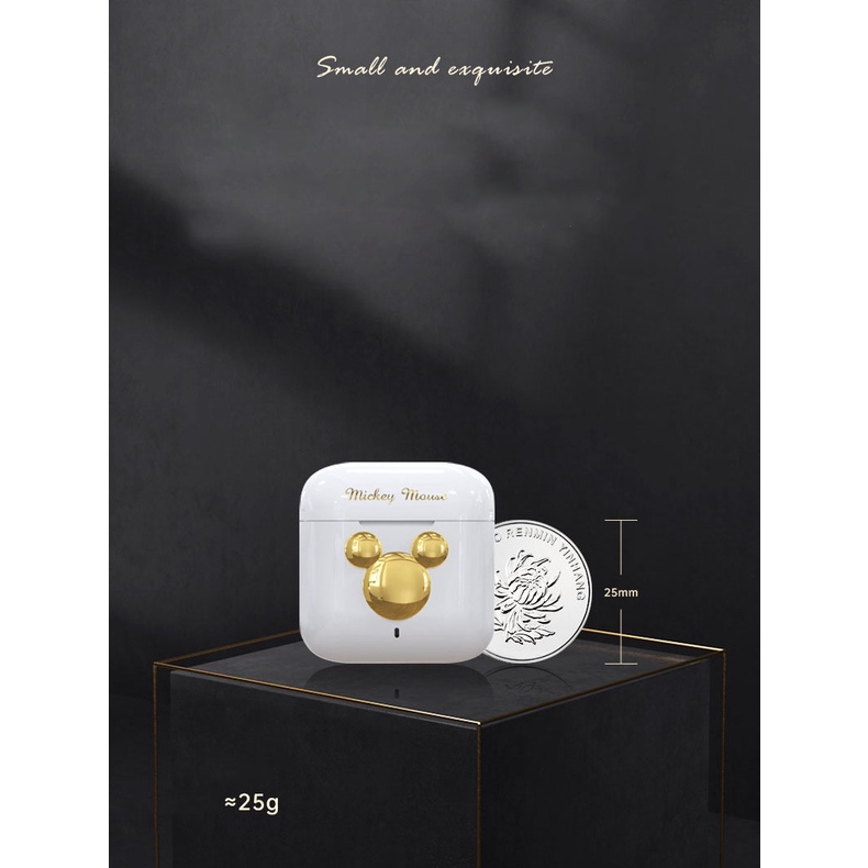 Tai Nghe Bluetooth Không Dây Mini TWS 3D Âm Thanh Nổi Kèm Mic Hình Nhân Vật Disney