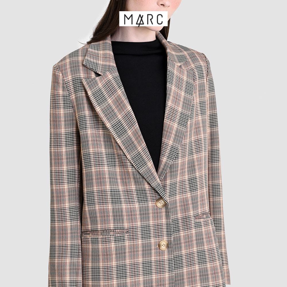 Áo khoác blazer nữ MARC FASHION oversized họa tiết ca rô FAPH1130