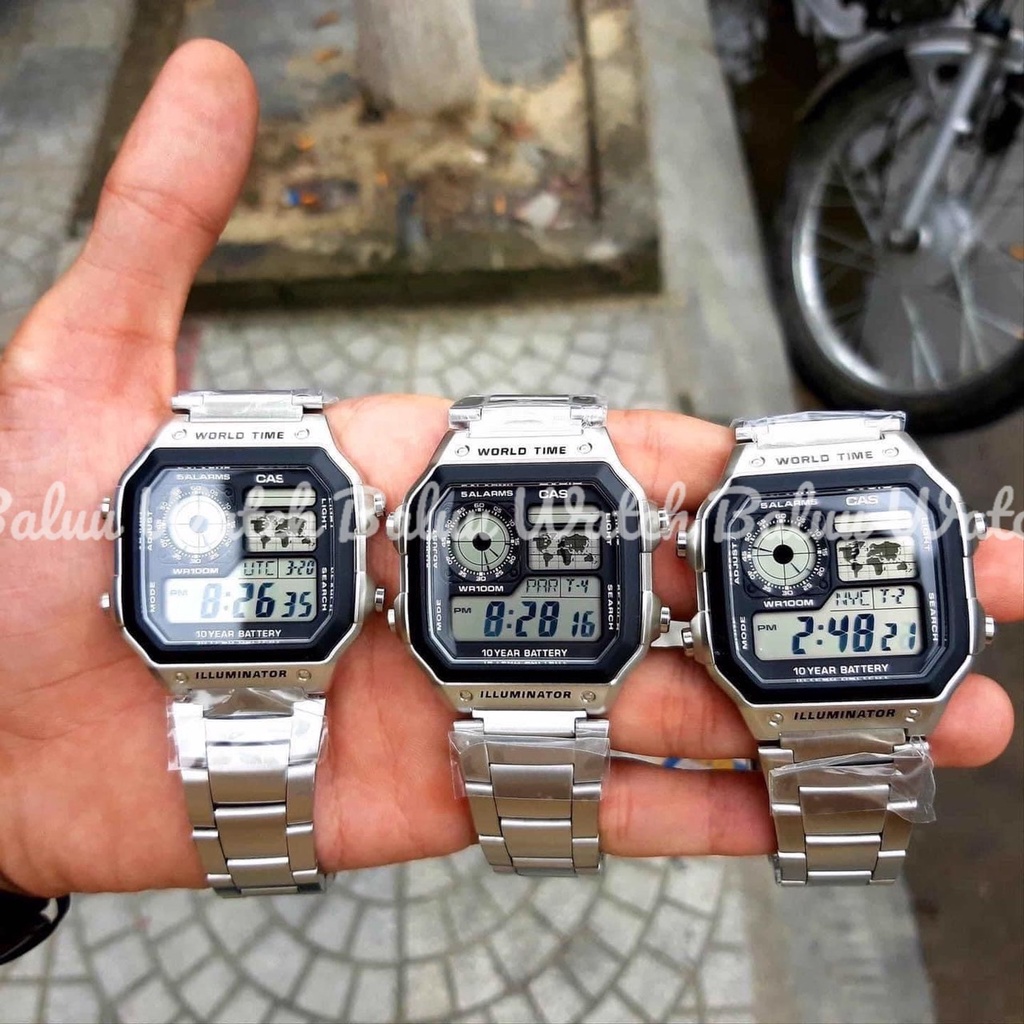 Đồng hồ điện tử thể thao nam - AE1200, full thép mạnh mẽ